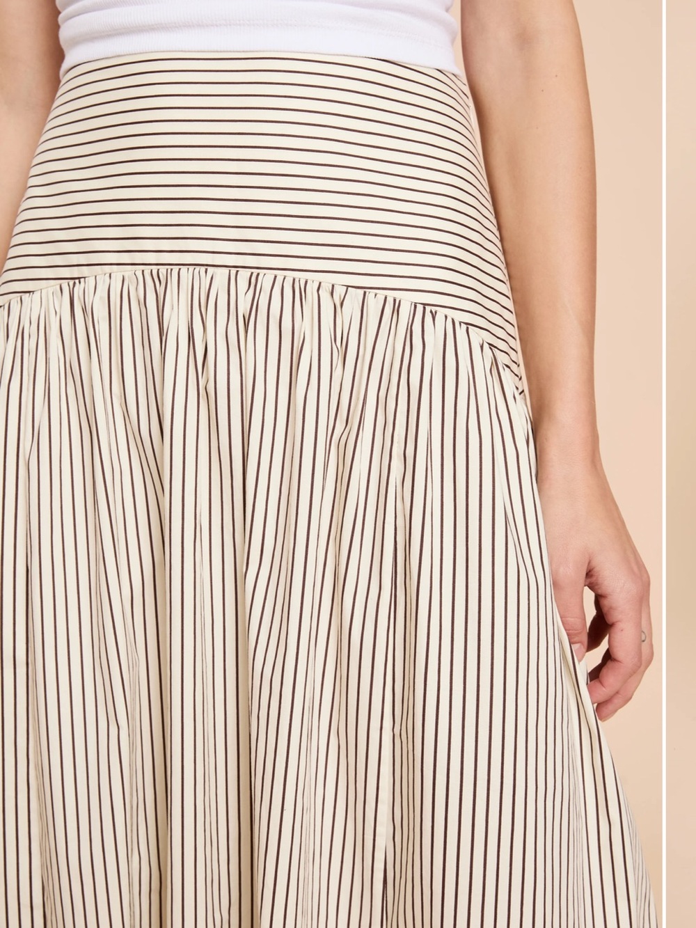 Few moda vashti Staud factory made Beige and brown Striped Maxi Skirt - Picture 5 of 8